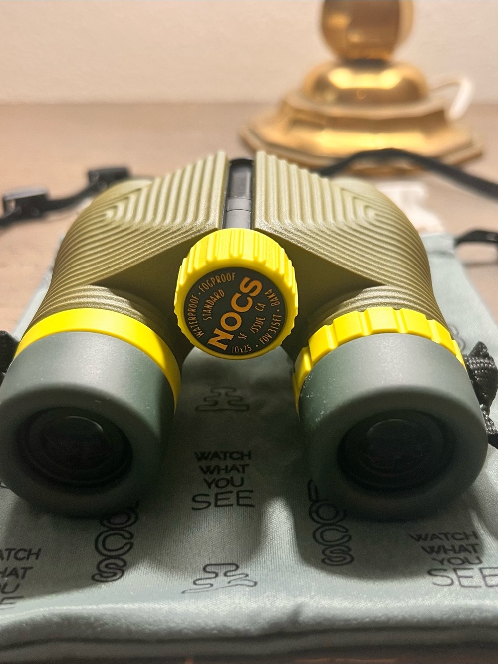 New NOCS Pro 10x25 Compact Binoculars in Olive Green & Yellow